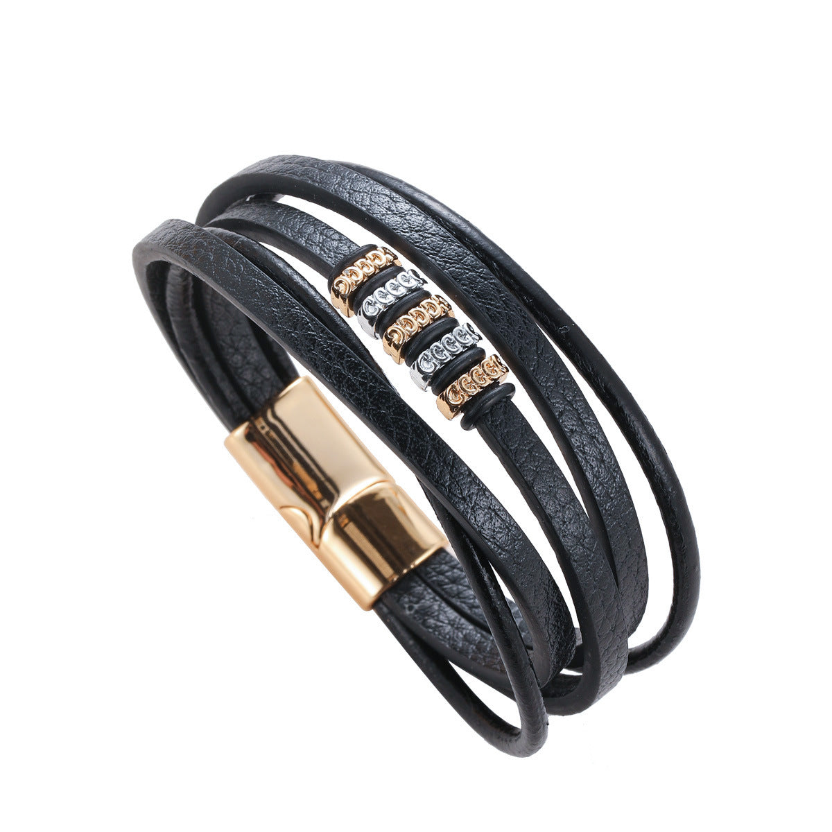 Wholesale Vintage Personalized Magnetic Buckle Men's Leather Bracelet